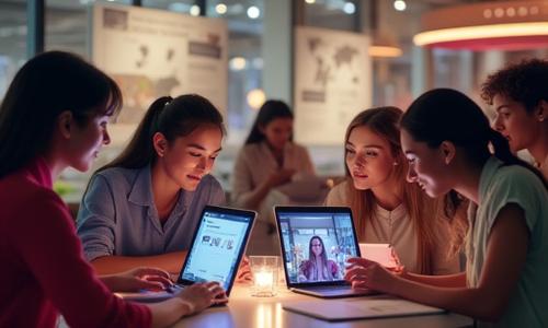 Pasangan antarabangsa berkomunikasi dalam talian