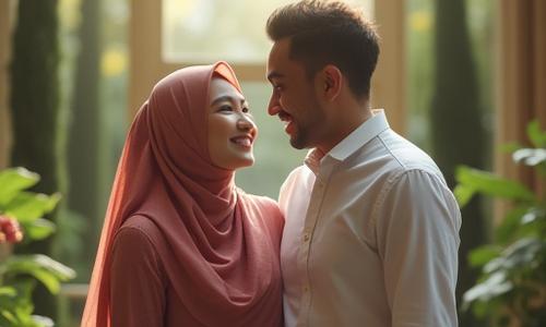 Pasangan Muslim berinteraksi dengan hormat