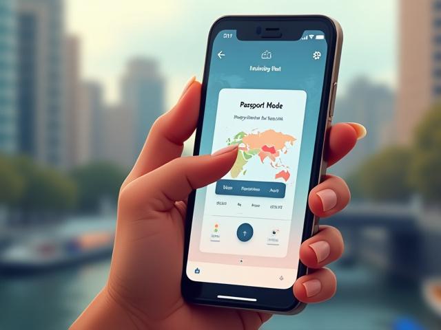 Antara muka aplikasi Ular Tedung Hati menunjukkan pengguna memilih lokasi Tokyo, Jepun untuk mod Passport